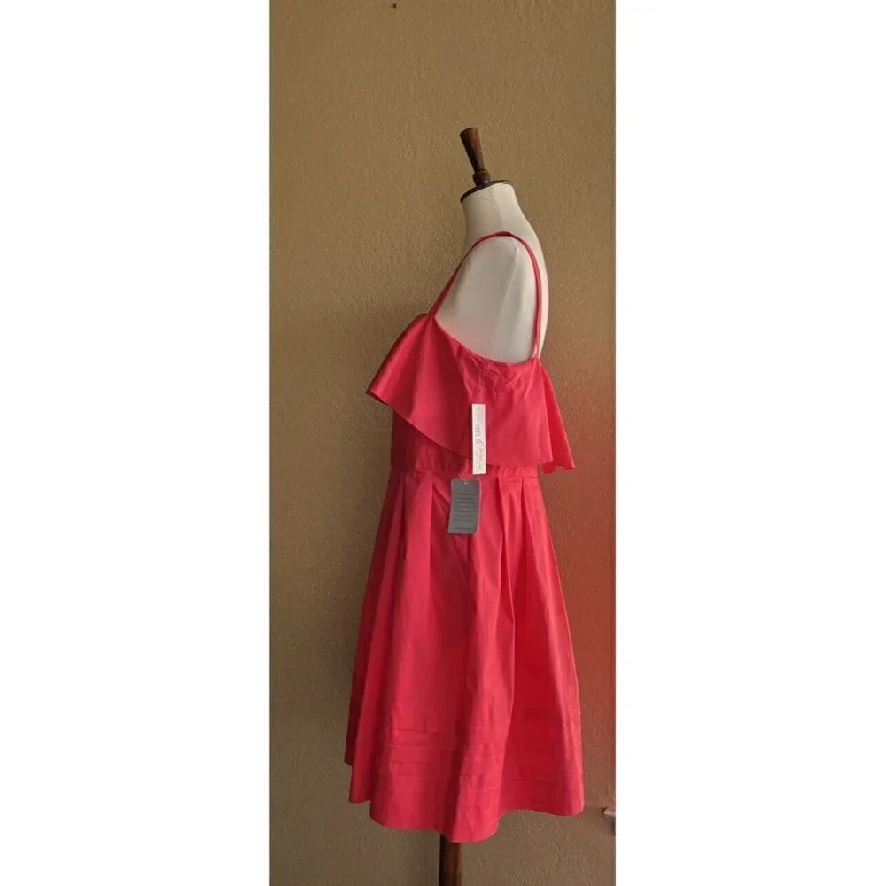 Eliza J Women's Pink Cotton Flouncy Ruffle Fit & Flare Sundress Dress Size 16 - Picture 4 of 12